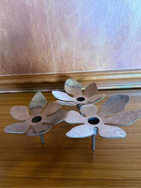 IKEA Stockholm Monika Mulder Three Flower Candle Holder Stainless